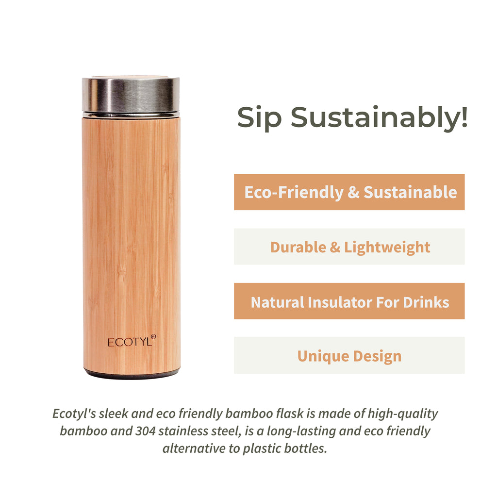 Bamboo Stainless Steel Insulated Flask - Ecotyl - 100% Organic I Sustainable