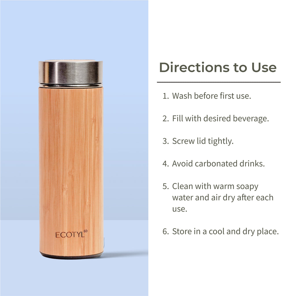 Bamboo Stainless Steel Insulated Flask - Ecotyl - 100% Organic I Sustainable