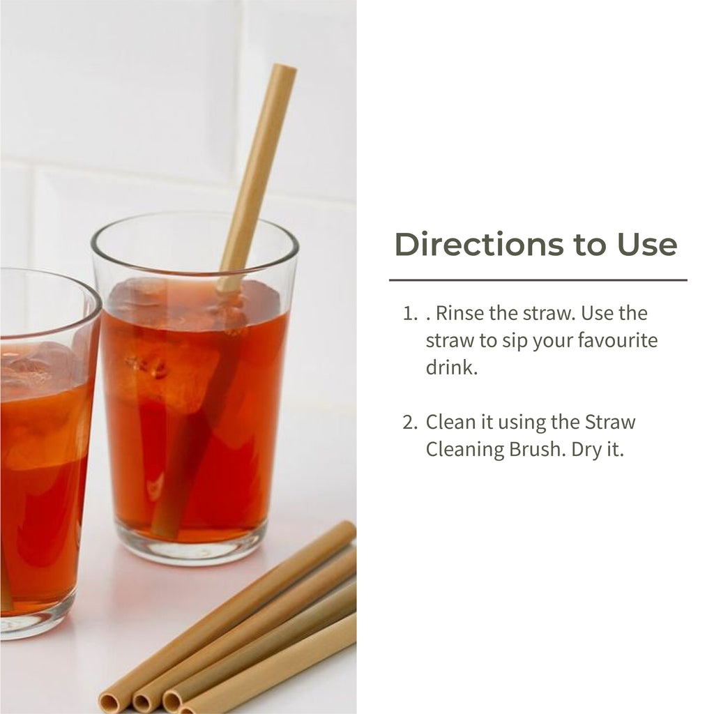 Bamboo Straw With Cleaning Brush - Set of 6 - Ecotyl - 100% Organic I Sustainable