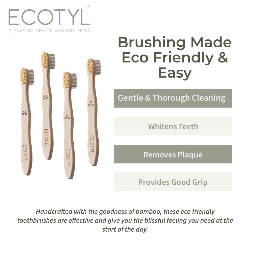 Ultra Soft Bamboo Tooth Brush - Set of 4 - Ecotyl - 100% Organic I Sustainable