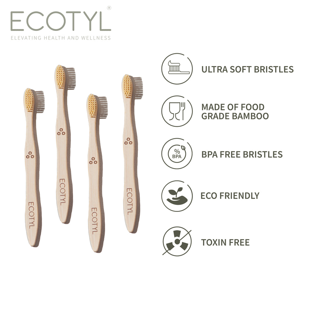 Ultra Soft Bamboo Tooth Brush - Set of 4 - Ecotyl - 100% Organic I Sustainable