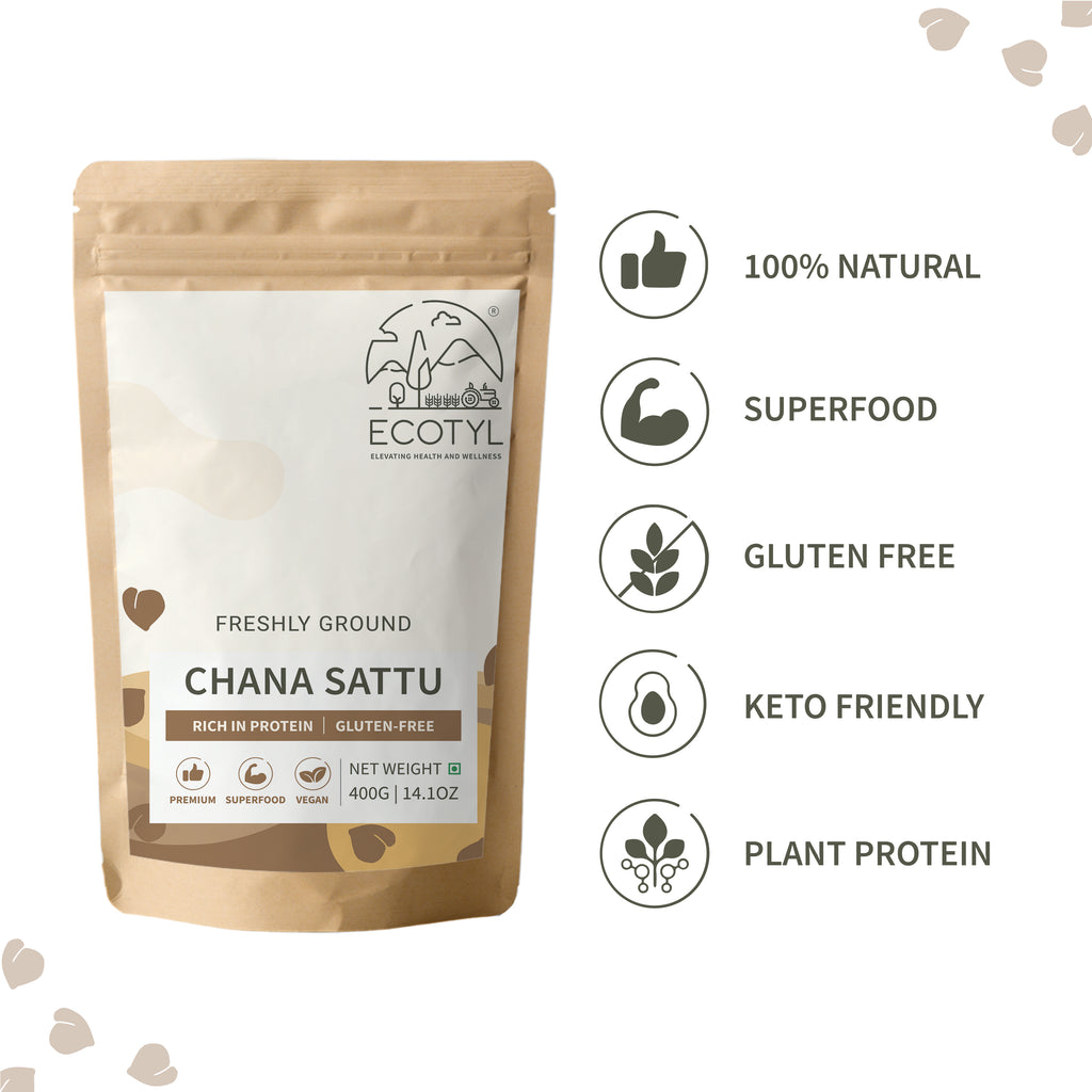 Sattu Atta - Roasted Gram Flour - Ecotyl - 100% Organic I Sustainable