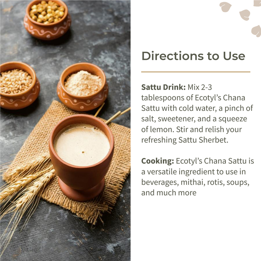 Sattu Atta - Roasted Gram Flour - Ecotyl - 100% Organic I Sustainable
