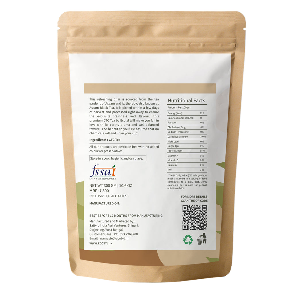 CTC Tea (Chai Patti) - Ecotyl - 100% Organic I Sustainable