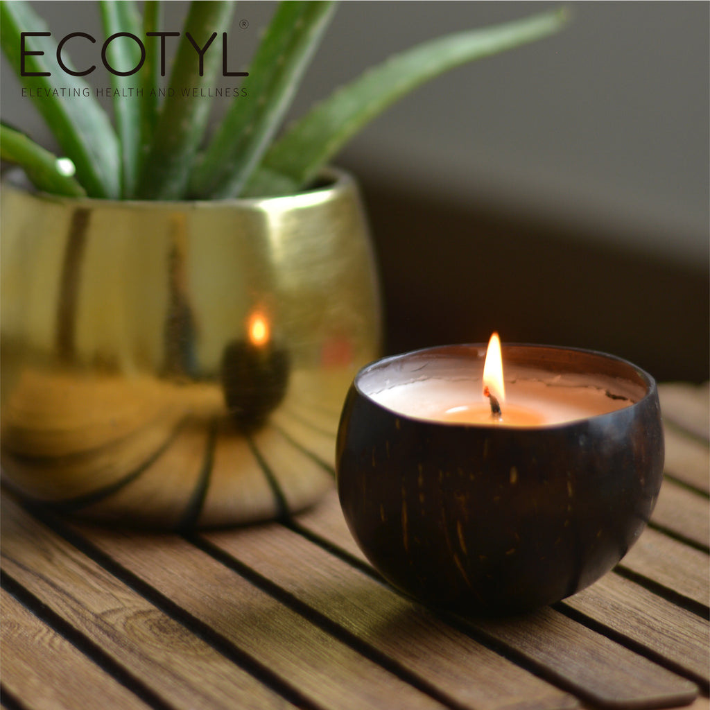 Coconut Shell Candle - Patchouli & Rosewood - Ecotyl - 100% Organic I Sustainable