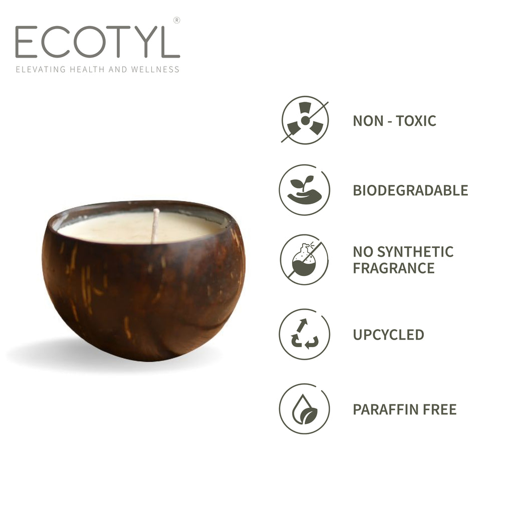 Coconut Shell Candle - Patchouli & Rosewood - Ecotyl - 100% Organic I Sustainable