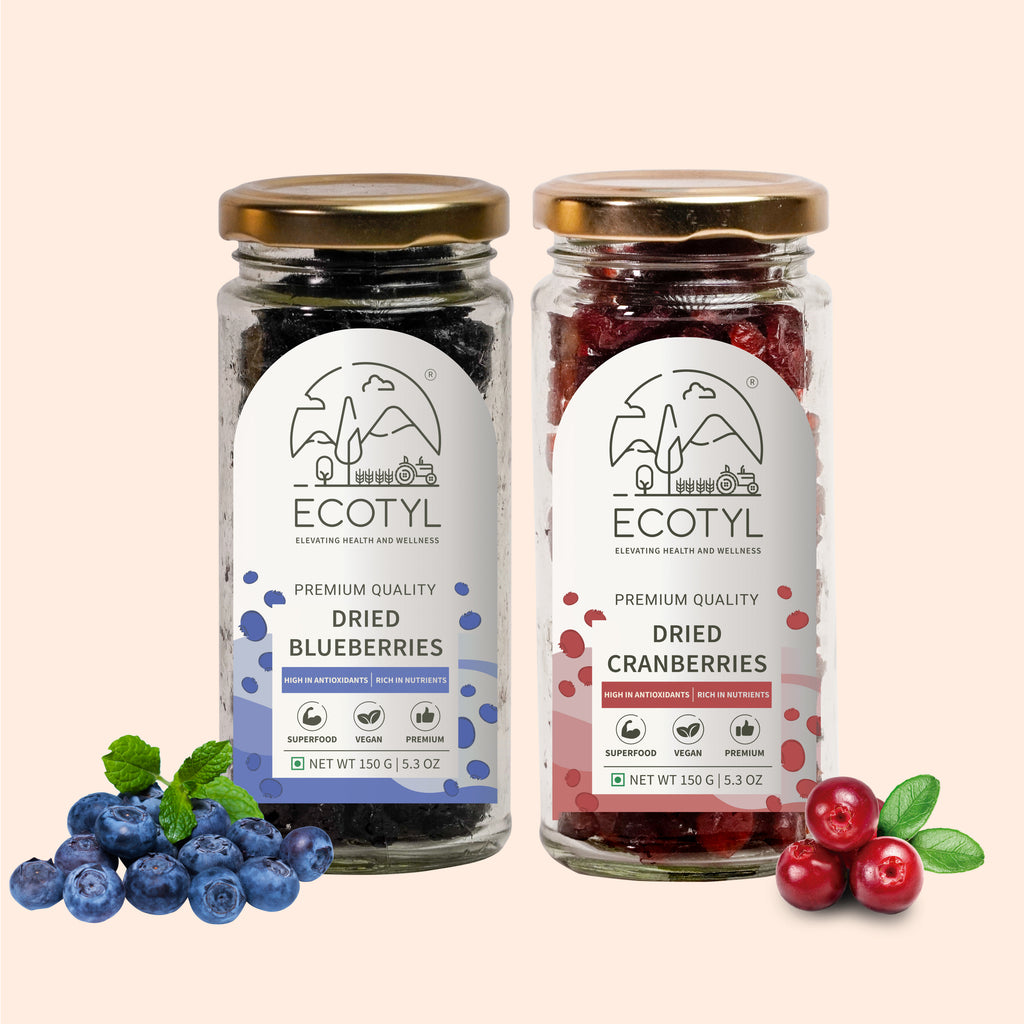 Dried Blueberres & Dried Cranberries Combo - Ecotyl - 100% Organic I Sustainable