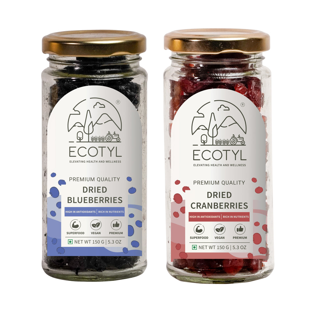 Dried Blueberres & Dried Cranberries Combo - Ecotyl - 100% Organic I Sustainable