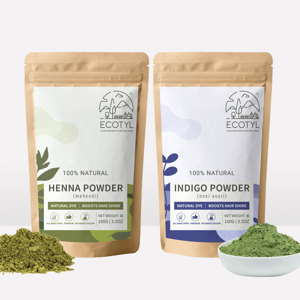 Ecotyl Hair Colour Combo - Henna Powder and Indigo Powder - Ecotyl - 100% Organic I Sustainable