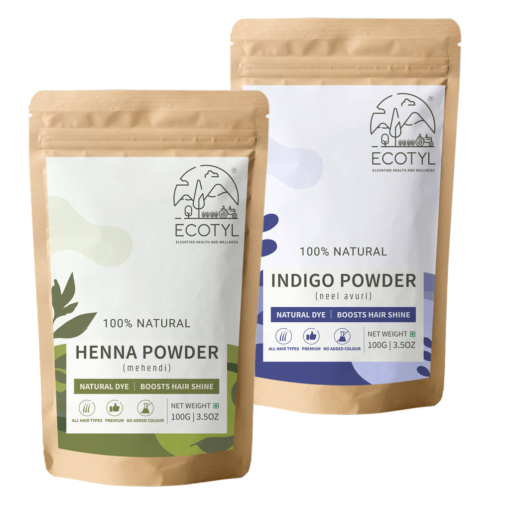 Ecotyl Hair Colour Combo - Henna Powder and Indigo Powder - Ecotyl - 100% Organic I Sustainable
