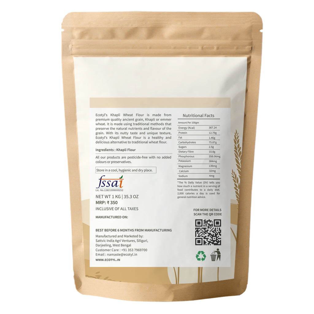 Khapli Atta (Emmer Wheat) - Ecotyl - 100% Organic I Sustainable